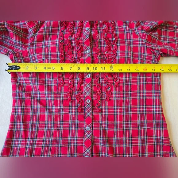 Pendleton Tartan Plaid Ruffled Button Up Size Small - Picture 9 of 11